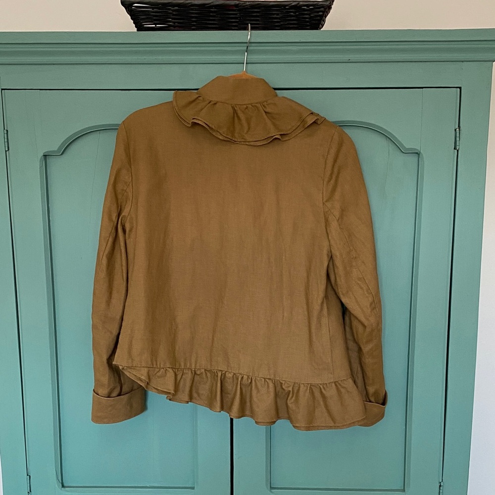 Anthropologie Ruffian Ruffled Brown Jacket - Picture 3 of 8
